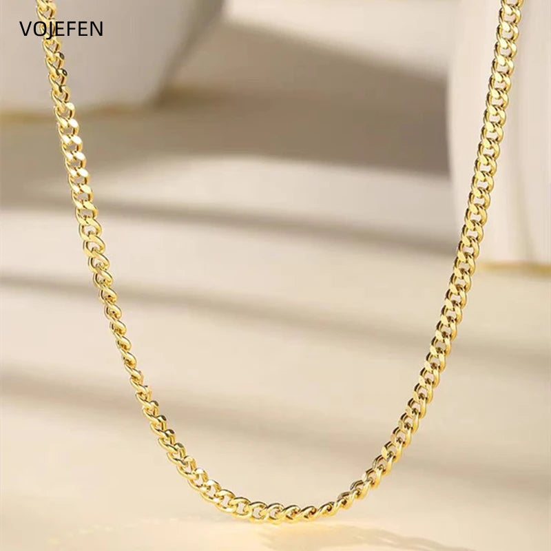 Colliers cubains en or VOJEFEN AU750 Bijoux Collier en or 18 carats Chaînes Ras du cou Miami Links Cou Bijoux fins de luxe certifiés