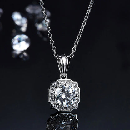 Bijoux en diamant doux à vendre pour cadeau d'anniversaire de petite amie en argent sterling 925 1CT collier de diamant cultivé en laboratoire boucles d'oreilles à tige