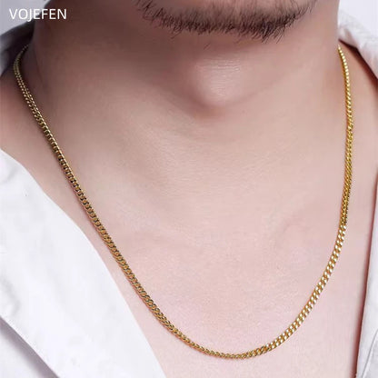 VOJEFEN AU750 Gold Cuban Necklaces Jewelry 18 K Gold Necklace Chains Choker Miami Links Neck Luxury Fine Jewellery Certificada