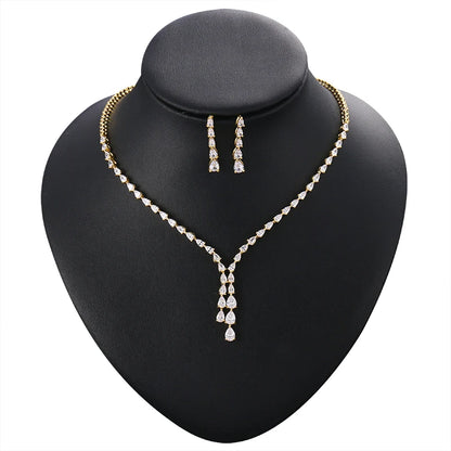 WEIMANJINGDIAN Marque Nouvelle Arrivée De Haute Qualité En Forme De Larme Zircone Cubique CZ Collier Et Boucles D'oreilles Élégant Ensemble De Bijoux De Mariage De Mariée