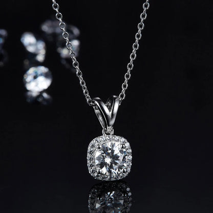 Joyas de diamantes para mujer, regalo dulce para su amante, collar y pendientes con diamantes cultivados en laboratorio de 1 quilates en plata de ley 925 con certificado