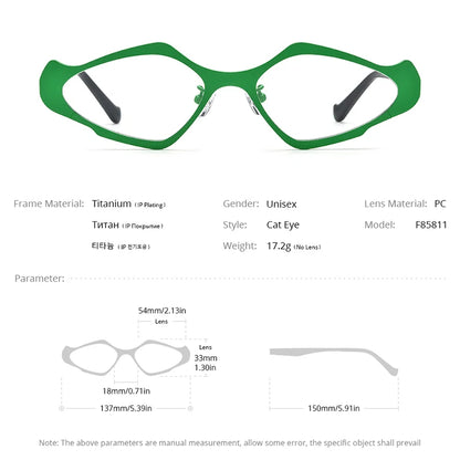 FONEX Pure Titanium Glasses Frame Women 2024 New Men Colorful Retro Cat Eye Eyeglasses Eyewear F85811