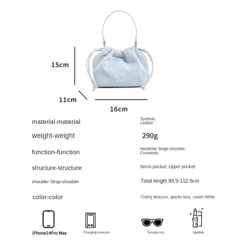 TOUTOU Bolso de mano para mujer, serie Sweet Food, bolso de nube plegable, nuevo bolso de verano 2024 con cordón, bolso cruzado de un solo hombro, bolso desgastado