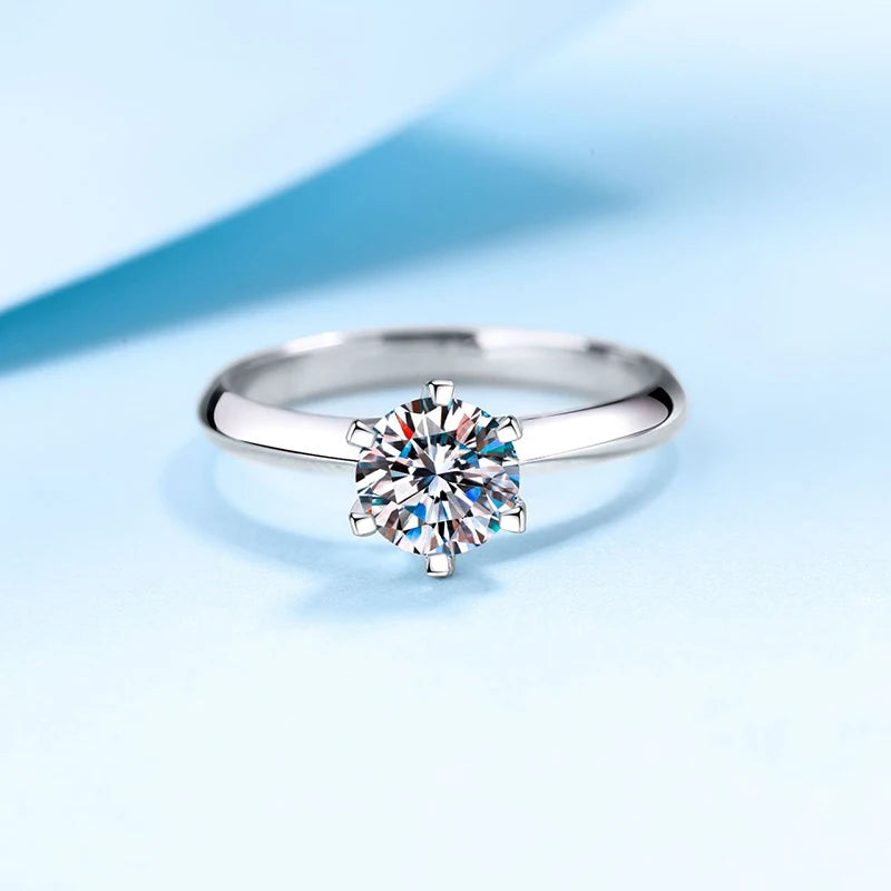 Anillo de bodas de diamantes de moissanita de color D de 1 quilate de NeeTim para mujer, banda para el dedo en plata de ley 925, joyería fina con certificado