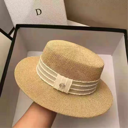 2024 Nouveau chapeau de paille de conception de style européen et américain pour femmes, chapeau de soleil à lettres creuses, chapeau pare-soleil à la mode