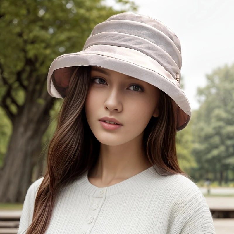 Sombrero de pescador de seda de morera, sombrero de verano para mujer con protección solar, sombrero con protección solar UV para mujer, sombrero para el sol nuevo 2024 para mujer