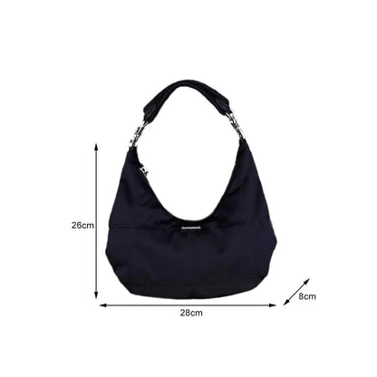 Bolso de hombro negro versátil para mujer, informal, con cremallera, de un solo hombro, moderno, de color puro