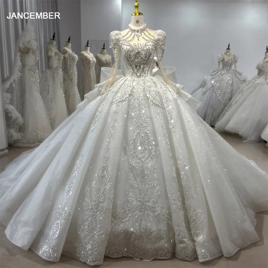 Enero de 2024 Hermosos vestidos de novia para mujer, vestidos de princesa de manga larga hechos a medida, vestido de novia XS079