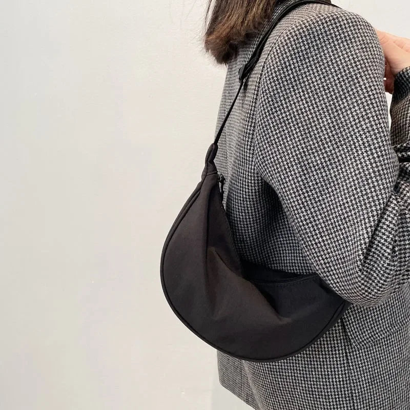 Sac à bandoulière tendance pour femmes, couleur unie, en nylon, sacs à bandoulière pour femmes, sacoches décontractées, large sangle, sac de poitrine en toile, petit sac à main