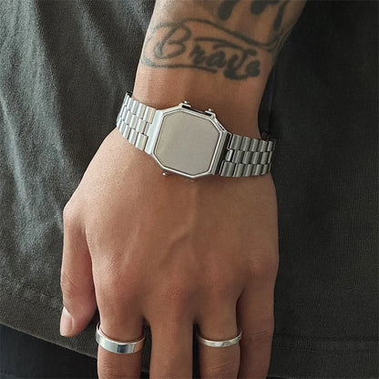 Pulsera de reloj atemporal con diseño de nicho, cadena de estilo coreano, accesorios de moda retro con personalidad de hip hop para hombre