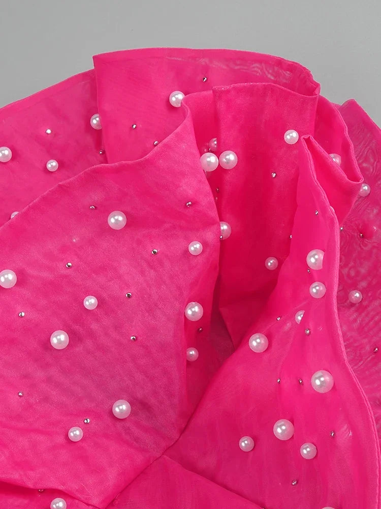 Vestido maxi largo de una pieza sexy con abertura alta para mujer con lentejuelas de lujo en color magenta para ocasiones formales verano 2023