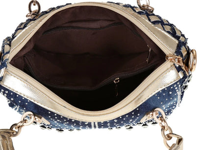 Bolso de mezclilla de moda para mujer, bolso de lona cuadrado con diamantes, bolso tejido, bolso de mensajero de moda, bolso de mano para mujer, bolsos de lujo