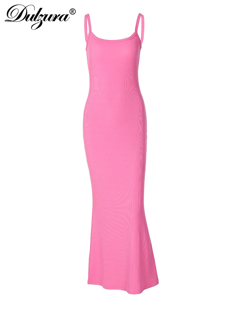 Robe longue Dulzura solide sans manches côtelée pure 2024 sexy streetwear vente en gros livraison directe vêtements pour femmes fête d'anniversaire