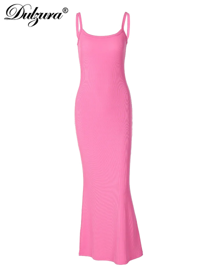 Robe longue Dulzura solide sans manches côtelée pure 2024 sexy streetwear vente en gros livraison directe vêtements pour femmes fête d'anniversaire