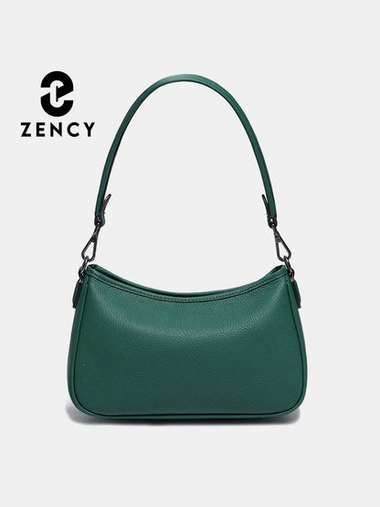 Sac à bandoulière en cuir véritable pour femme Zency, élégant, style français, petit sac à main, sacs sous les bras pour femme, sacs à bandoulière de luxe pour femme