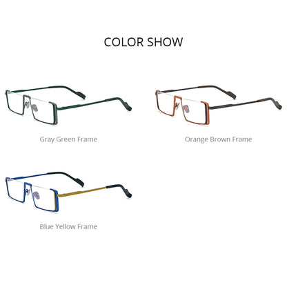 FONEX Titanium Eyeglasses Frame Men Retro Square Glasses Men's Vintage Half Rim Eyewear F85780