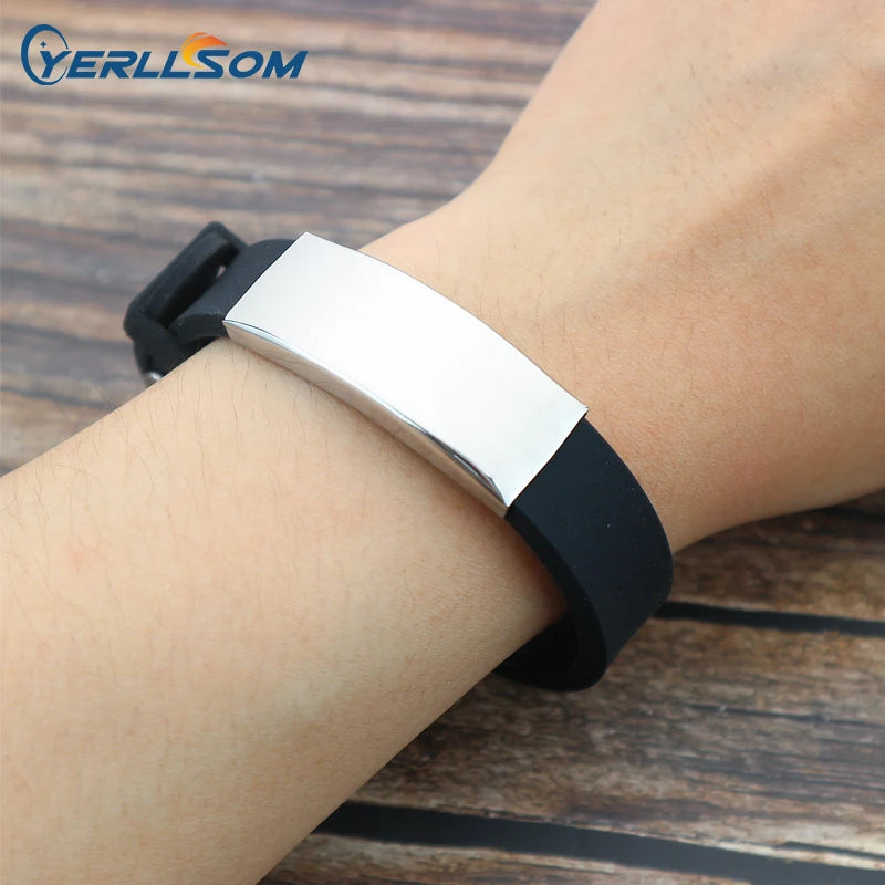 YERLLSOM 100PCS  Hot selling adjustable silicon wristband gift wholesale fashion slap wristband clips stainless steel wristband