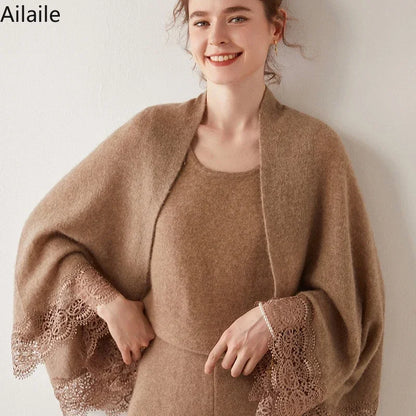 2023 Nouvelle Arrivée Automne Hiver Tricot Femmes Écharpe Solide 100% Pur Cachemire Poncho Mode Capes Dame Haute Qualité Fille Écharpes