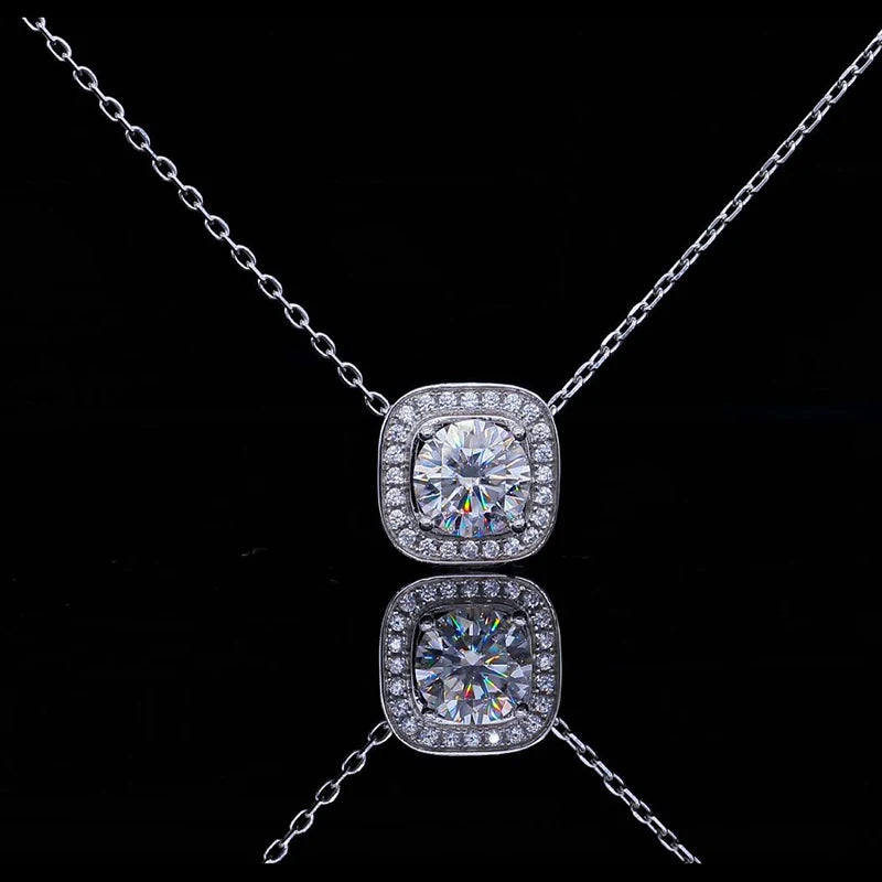 Collar de diamantes cultivados en laboratorio de 1 quilates con certificado, joyería para mujer, aretes tipo botón, regalo de aniversario