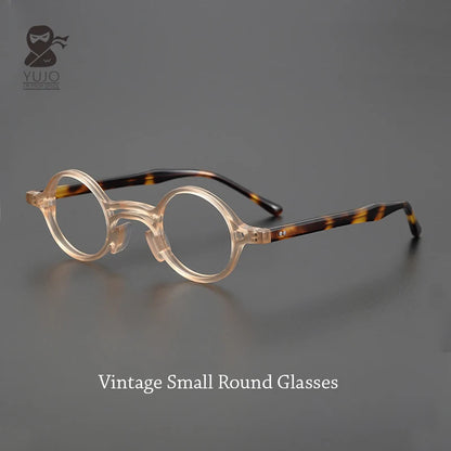 Vintage small circular glasses retro transparent yellow, green, gray myopia prescription optical reading eyeglasses frame