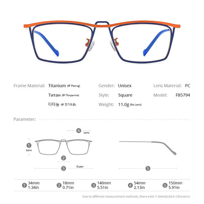 FONEX Titanium Eyeglasses Frame Men Retro Square Glasses 2024 New Women Matter Color Eyewear F85794