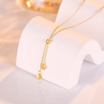 Aide 925 Sterling Silver Adjustable Chain With Heart Charm Pendant Necklace For Women High Quality K Gold Collar Elegant Jewelry