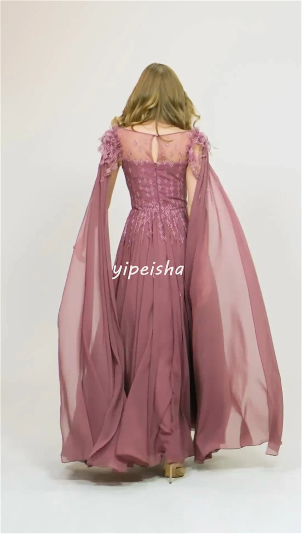 Chiffon Applique Tassel Valentine's Day A-line Off-the-shoulder Bespoke Occasion Gown Long Dresses