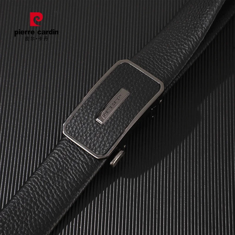 Pierre Cardin Men's Commerce Fashion Genuine Leather Belts Automatic buckle waistband for Men Black Belt