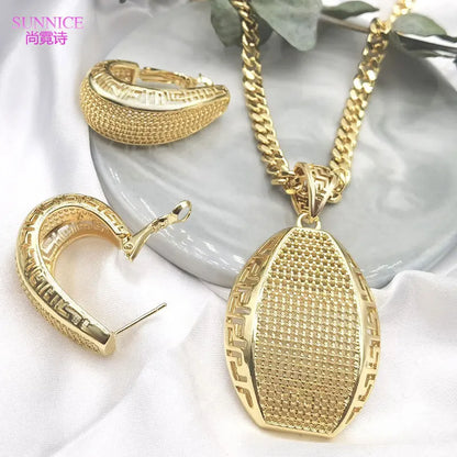 Conjunto de joyas de lujo chapadas en oro de 18 quilates para mujer, conjuntos de joyas italianas para bodas, collar y pendientes para novia, envío gratuito africano