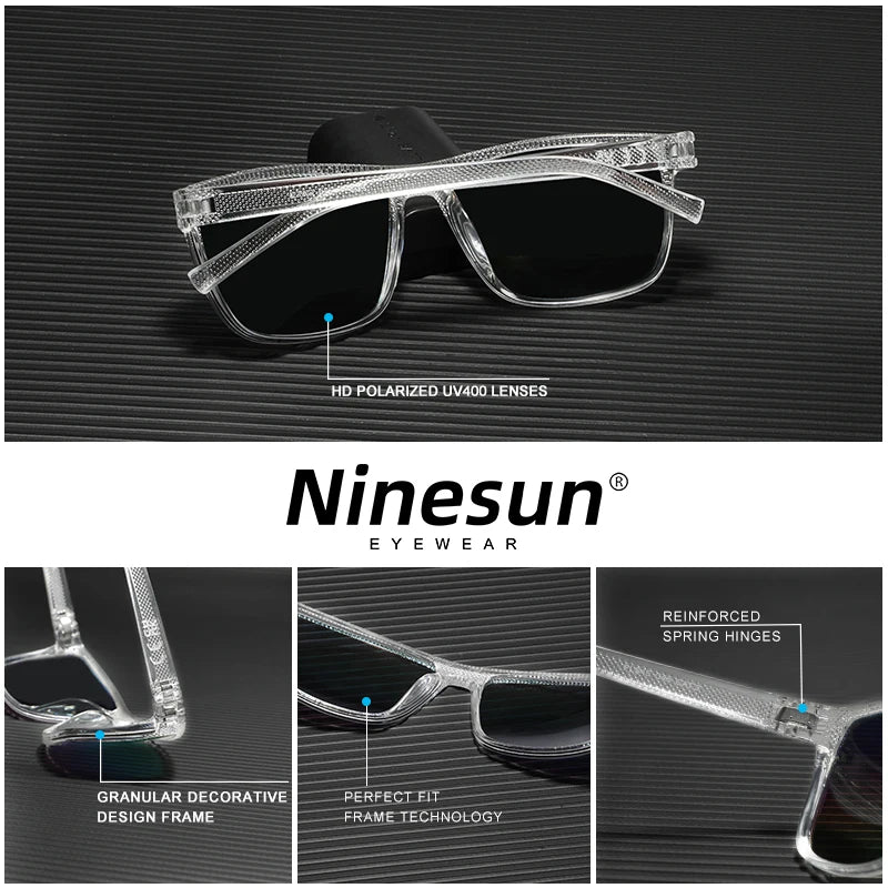 Gafas de sol NINESUN de alta calidad para hombre, lentes HD polarizadas antideslizantes, protección para conducir UV400, gafas TR90 de moda para mujer