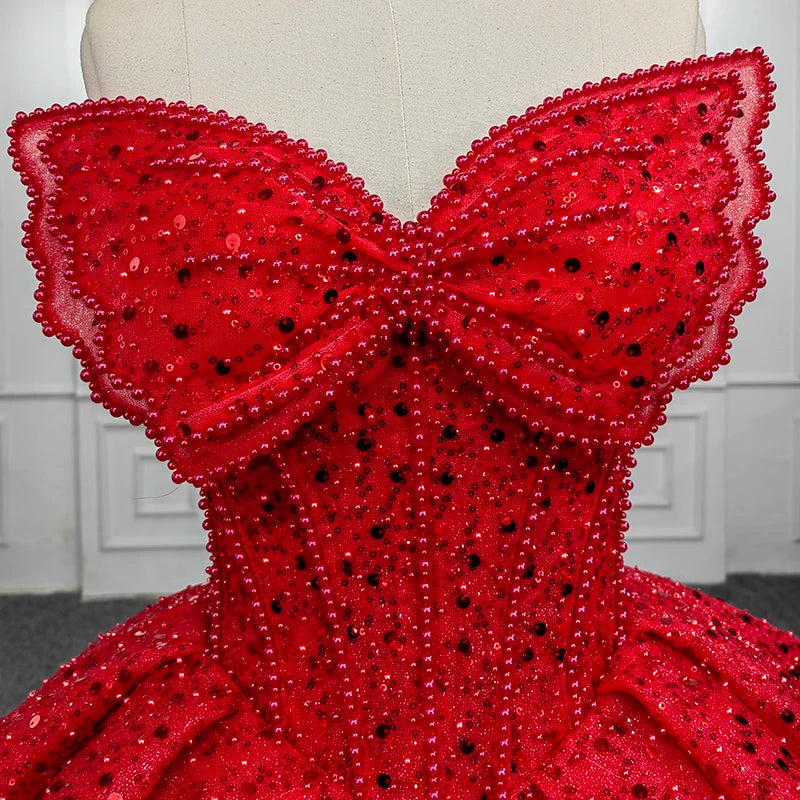 Robes de Quinceanera Robe de bal Fleur Robes De 15 Años Rouge Chérie Paillettes DY9955 Robe de soirée 2022 bar mitzvah