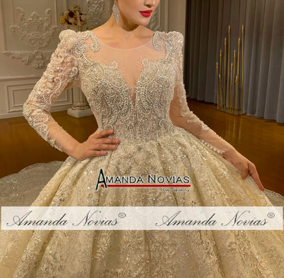 Robe de mariée de luxe en dentelle champagne Amanda Novias NS4762 Commande personnalisée