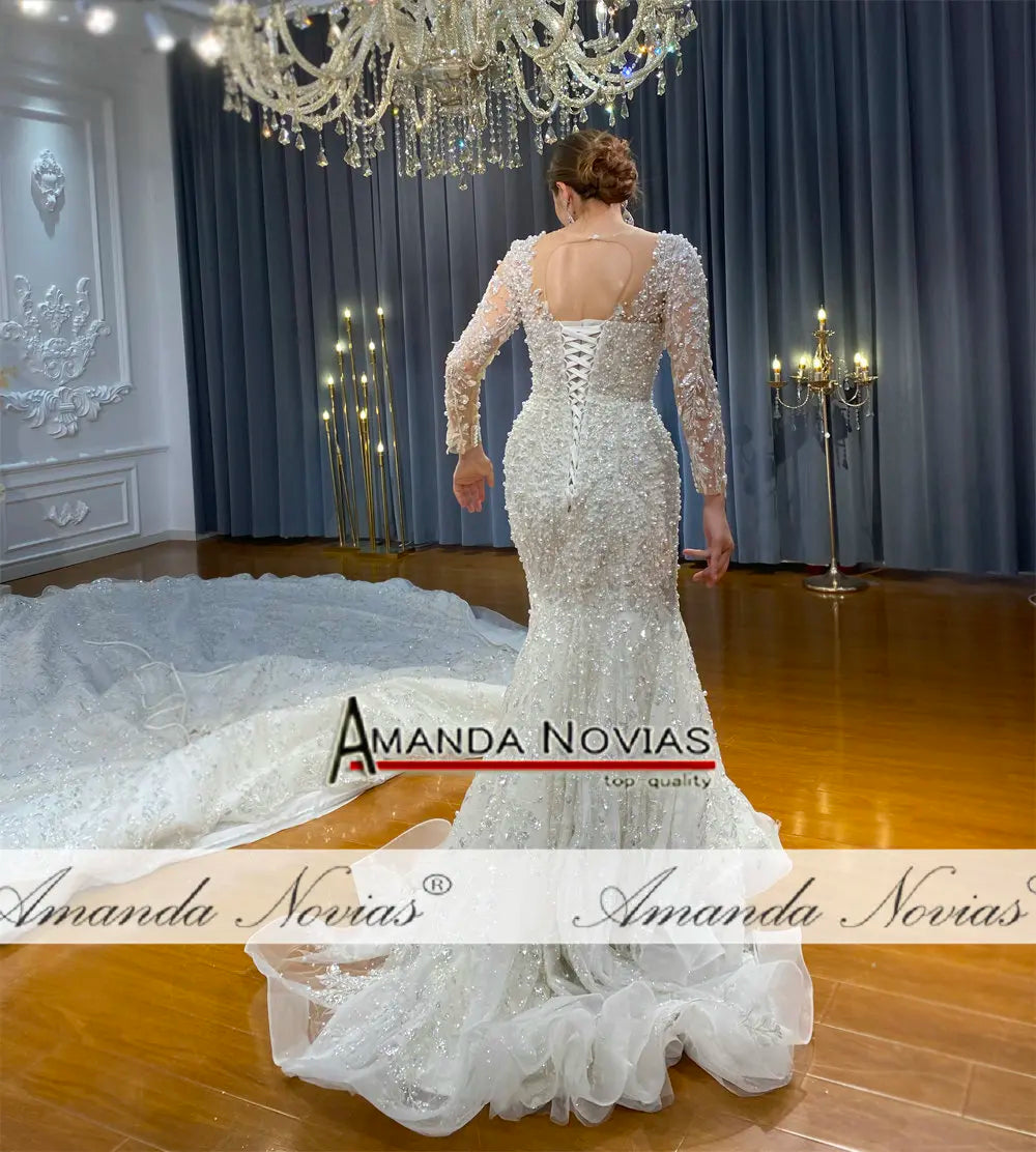 Robe de mariée de luxe 2 en 1 en dentelle Amanda Novias NS4755