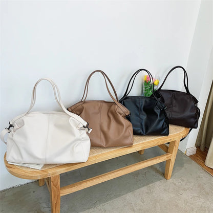 Big Black Shoulder Bags For Women Large Hobo Shopper Bag Solid Color Quality Soft Leather Crossbody Handbag Lady Travel Tote Bag