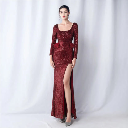 Elegant and Pretty Women's Dresses for Prom Sequin Dress Party Formal Luxury Evening 2023 Special Events Occasion Long Sleeve