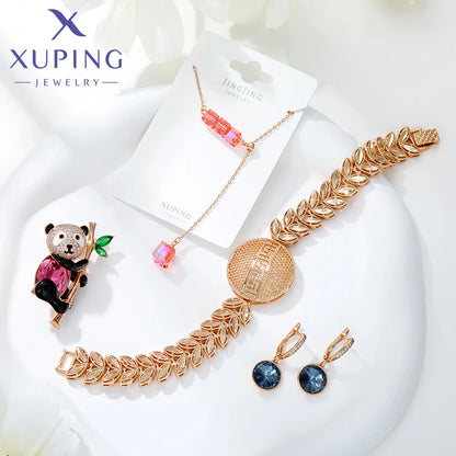 Xuping Jewelry New Arrival Light Gold Color Heart Charm Stone Elegant Hoop Earrings for Women's Day Gift earring-1258