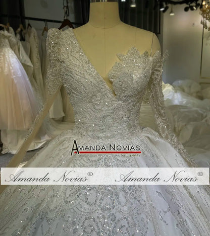 Amanda Novias Special Long Sleeve Asymmetry Wedding Dress NS4783