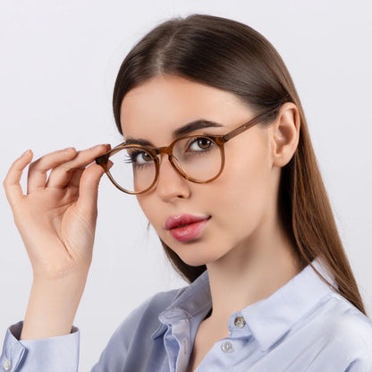 Gafas de acetato de diseñador vintage para mujer, gafas ópticas con montura redonda sencillas y elegantes 2024 wooeye New