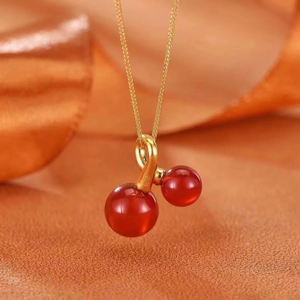 Szjinao Original 18k Real Gold Necklace Cherry Pendant Charm With Certificate Luxury K Gold Necklaces Jewelry For Women On Trend