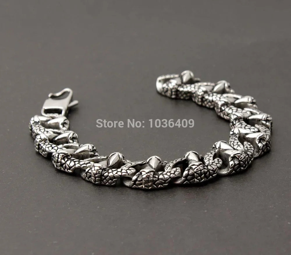 Pulsera de cadena de acero inoxidable 316L estilo punk y motero para hombre