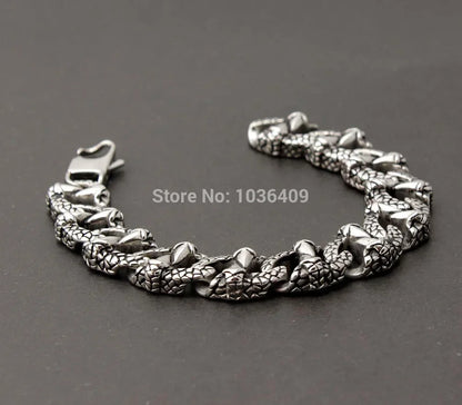 Pulsera de cadena de acero inoxidable 316L estilo punk y motero para hombre