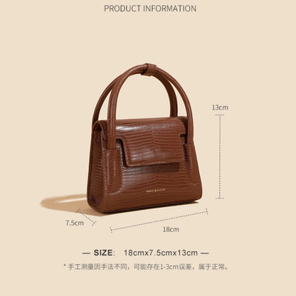 2023 new leather women's bag lizard print single-shoulder handbag niche design small square bag crossbody bag