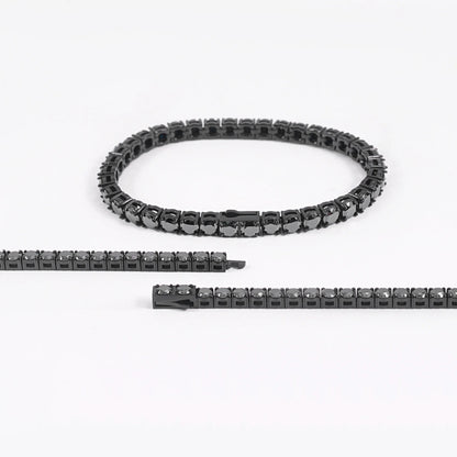 Bracelet de tennis noir en moissanite 4/5 mm pour femmes et hommes, chaîne hip-hop, mode, bijoux en acier inoxydable 316L