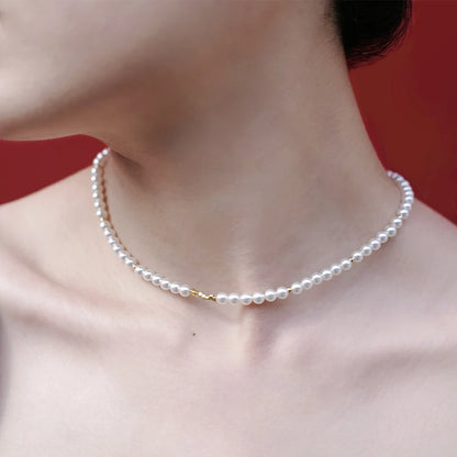 Copper plated k gold pearl necklace shredded silver jewelry women's collarbone chain