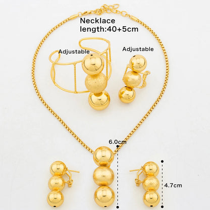 Luxury 18K Gold Plated Jewelry Set Round Beads Earrings Necklace African Dubai Drop Earrings New Fashion Italian Jewelry Gift