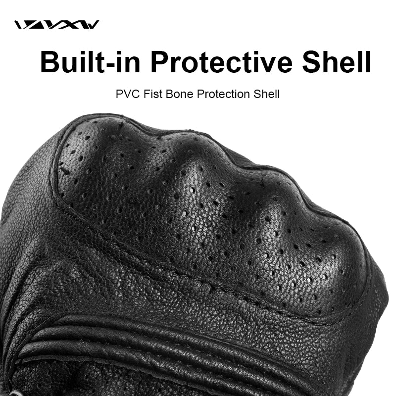 VXW Motorcycle Gloves Half-Finger Goat Leather Hard Knuckle Protection Breathable Racing Cycling Motocross MTB BMX Women Men