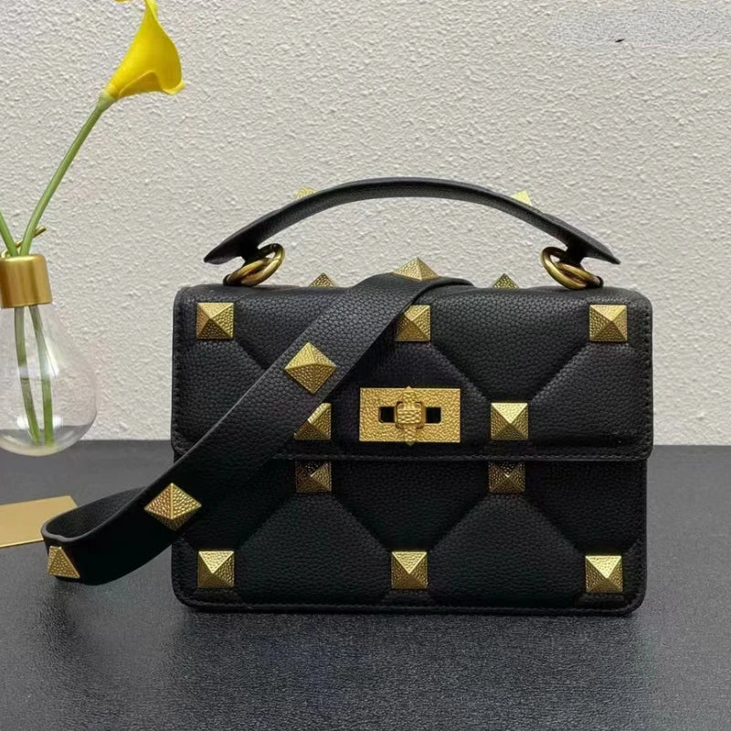 Bolso de diseño de lujo con tachuelas para mujer, tendencia 2024, bolsos cruzados de cuero genuino de alta calidad, bolsos de mano de moda para mujer