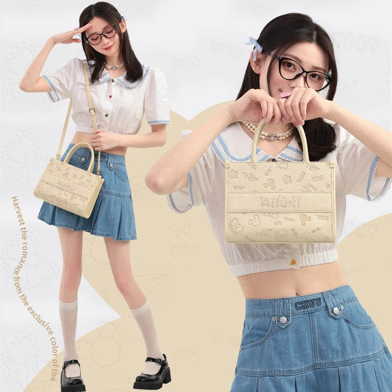 AILUXI Women Handbag 2024 New Fashion Female Cream Seal Large Capacity Commuter Tote Bag Leather Underarm Shoulder Bag