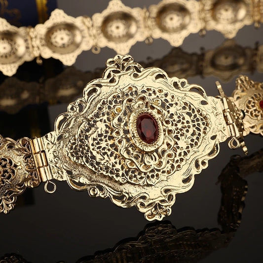 Ceinture algérienne couleur or pour femmes, Abaya marocaine, bijoux de mariée, chaîne de taille traditionnelle arabe, cadeau