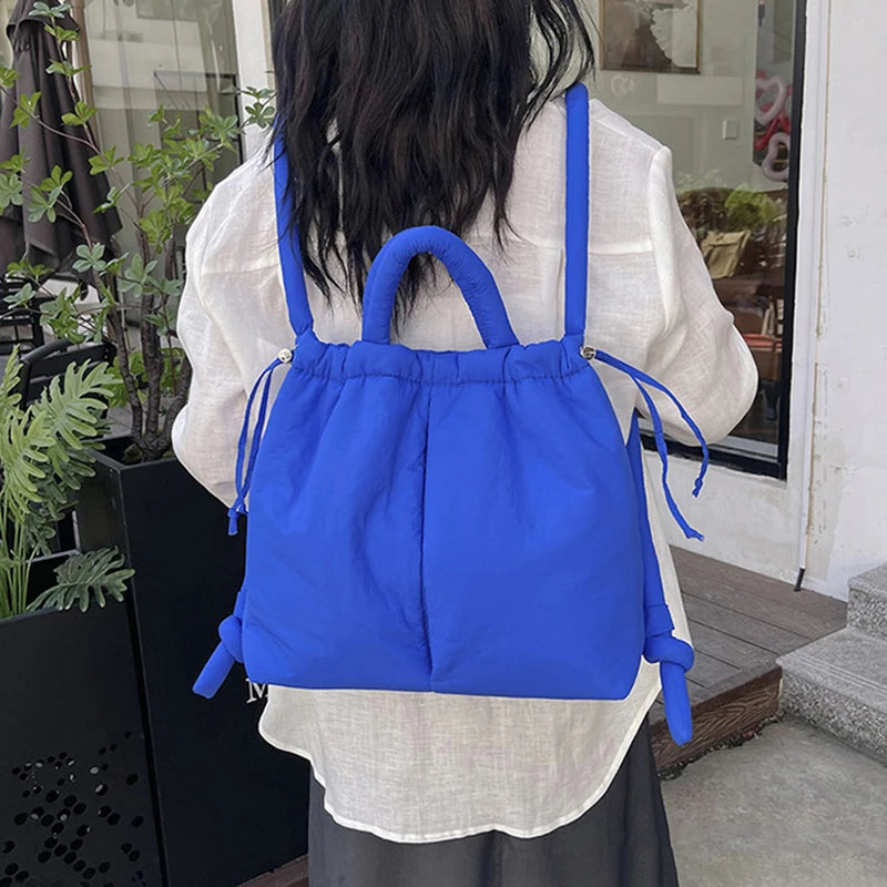 Casual Large Capacity Puffer Tote Bag Designer Padded Nylon Women Handbags Knotted Strap Shouder Crossbody Bags Warm Sac 2024